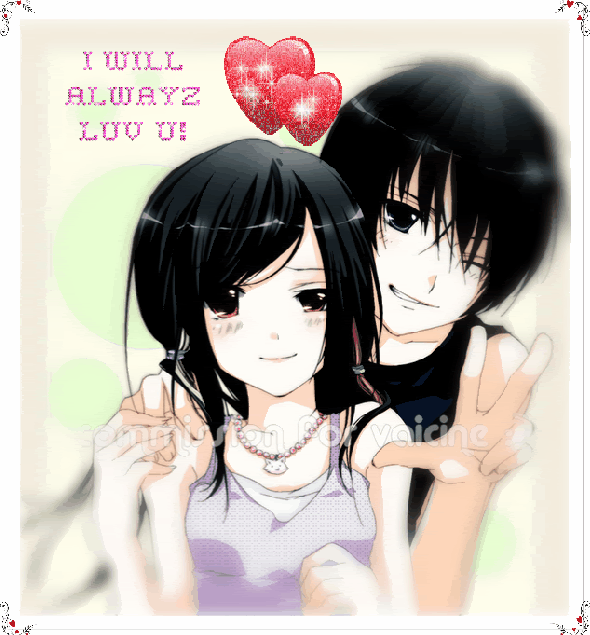 cute anime romantic couple luv