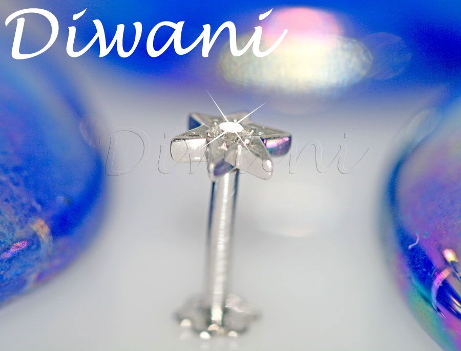 Star Shape Real VVS Diamond Gold Fine Nose Lip Labret Piercing Ring