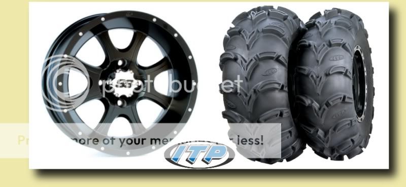 Polaris Sportsman 335 400 500 ITP Wheel Kit w 25 Tires