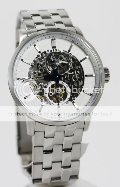 Fossil Mens Automatic Silver Stainless Steel Watch ME3019 NEW  